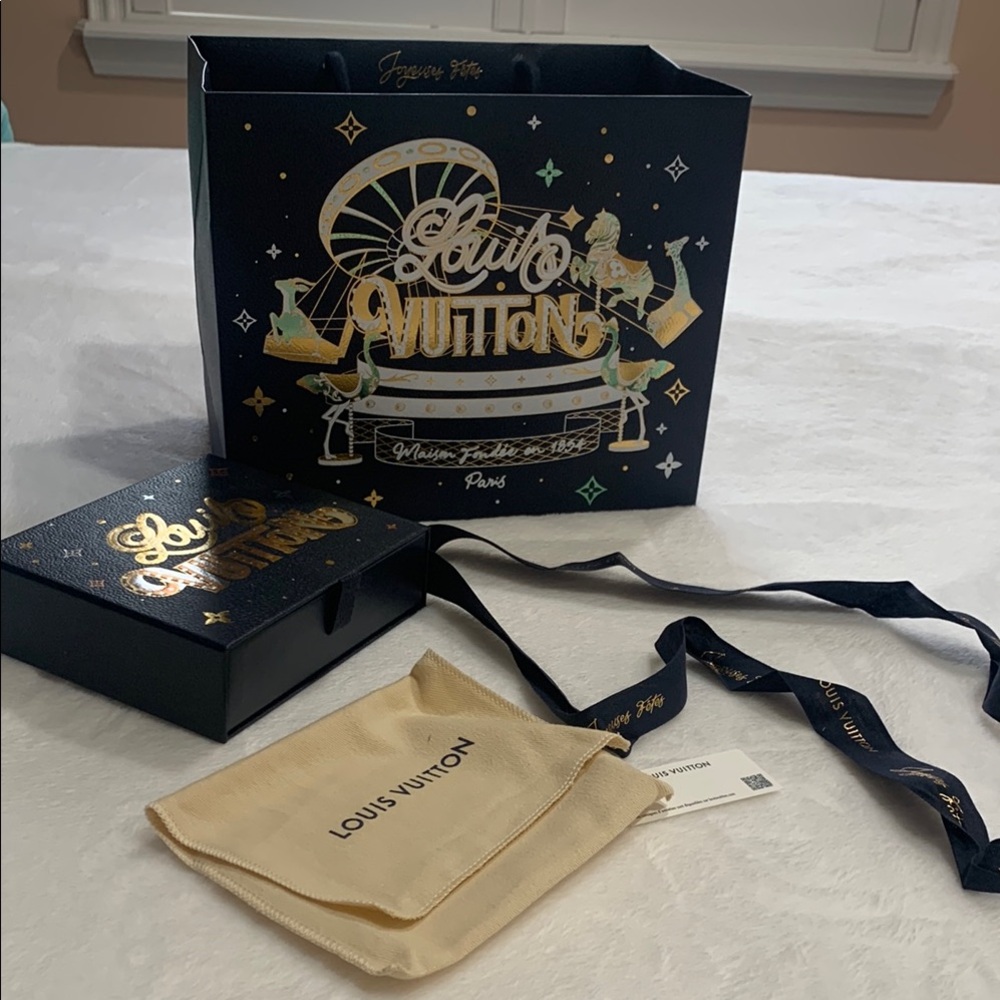 Louis Vuitton Navy Blue and Gold Shopping Bag Gift Box Set